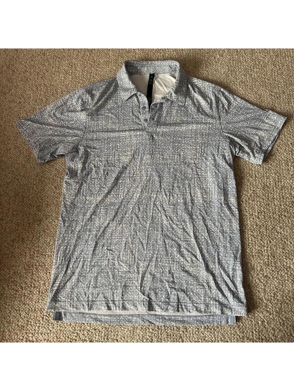 Lululemon Blue + white patterned polo shirt